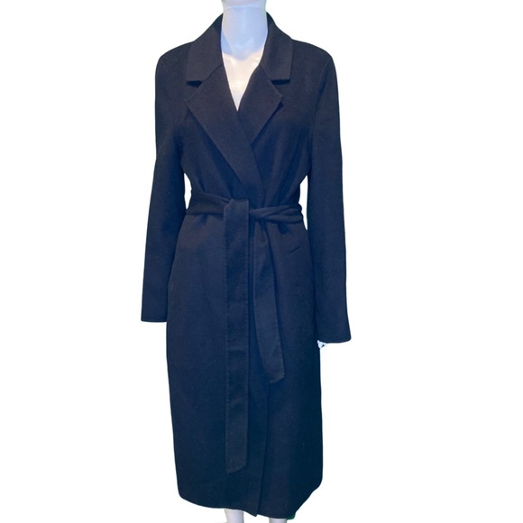 NWT Reiss Navy Brooks Belted Wool Blend Coat -Sz 10 - Picture 5 of 12